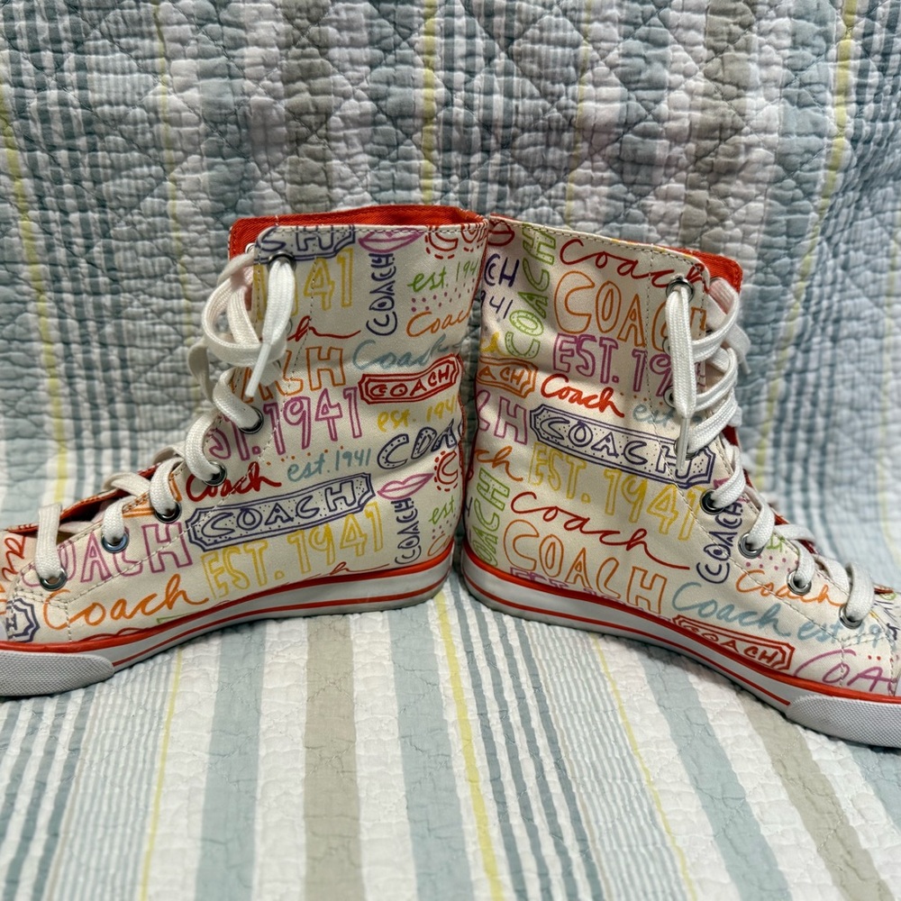 Coach women High-Top Sneakers - Red and White